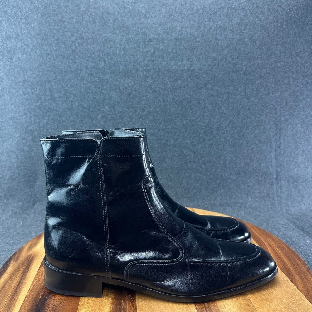Florsheim Essex Moc ToeMens Black Leather Zip Up Ankle Boots 17074-01 Size 11.5B
